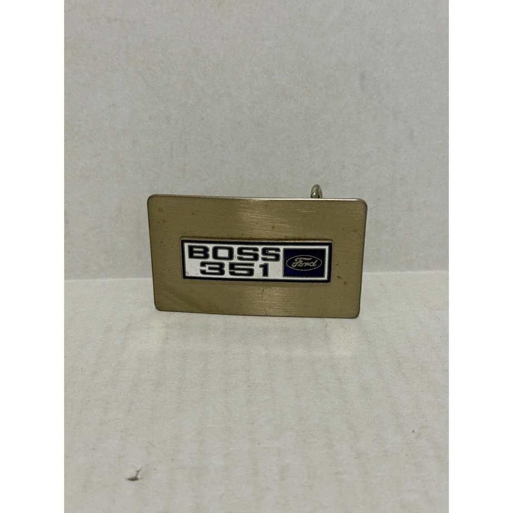 Ford Boss 351 Belt Buckle Mens OS Silver Gold Tone Mustang Muscle Car Logo